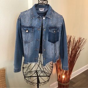 Midnight Muse Cropped Studded Jean Jacket. 
Excellent condition medium